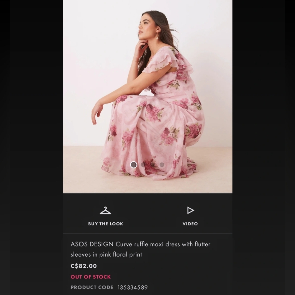 ASOS Pink Floral Ruffle Maxi Dress